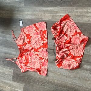 Sofia‎ Intimates Floral Red and Pink Camisole and Shorts Set Nylon